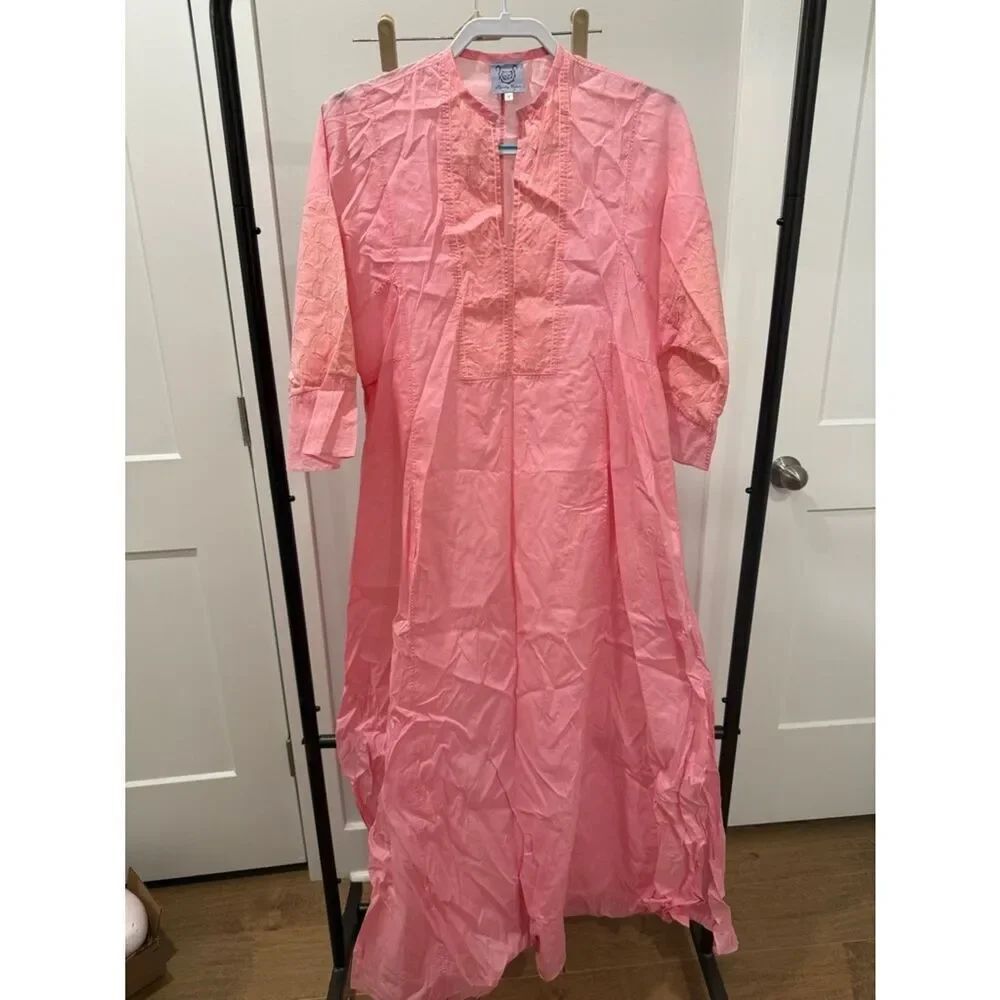 Thierry Colson Light Pink Embroidered Maxi Tunic Dress